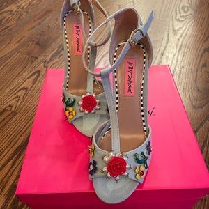 Denim heeled sandals